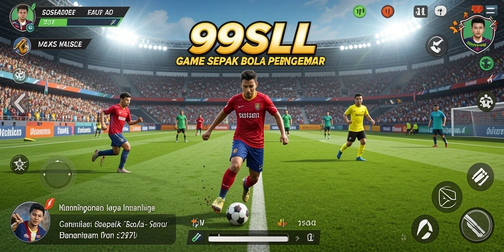 Tangkapan layar 99SLL menampilkan aksi seru dalam permainan sepak bola.