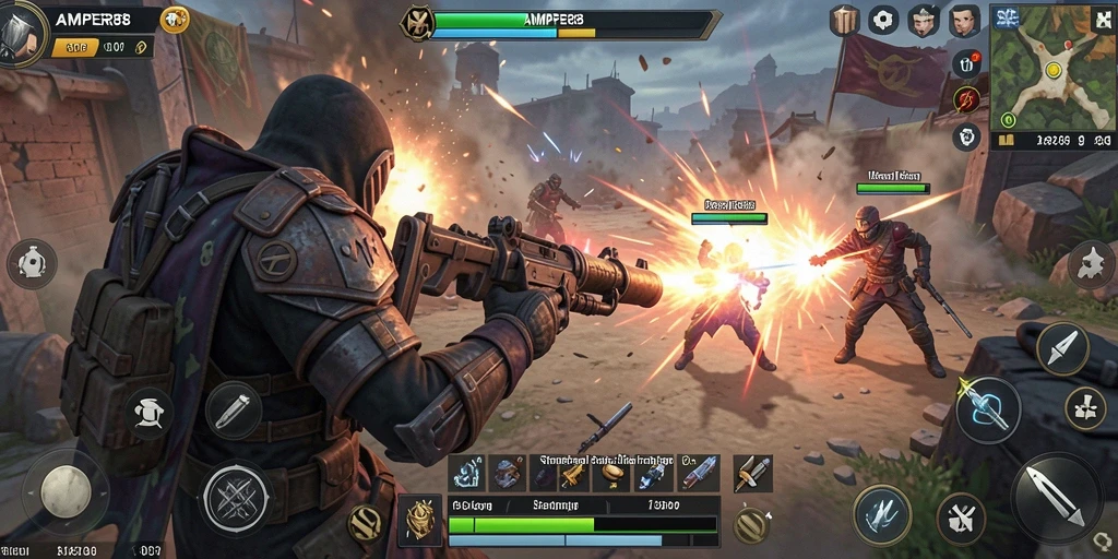 Tampilan gameplay intens dengan pertempuran strategis yang mendebarkan.
