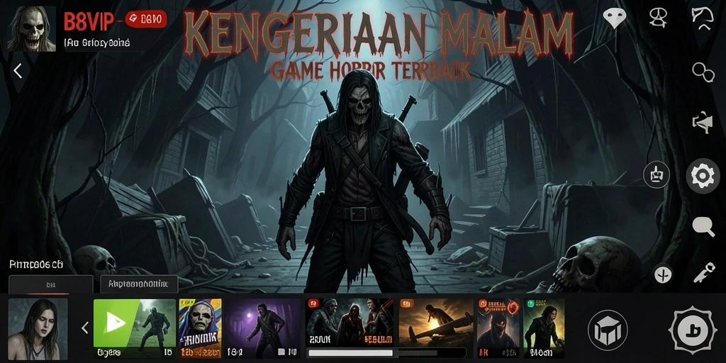 Screenshot gameplay B8VIP menunjukkan momen menegangkan ketika berhadapan dengan makhluk menyeramkan.