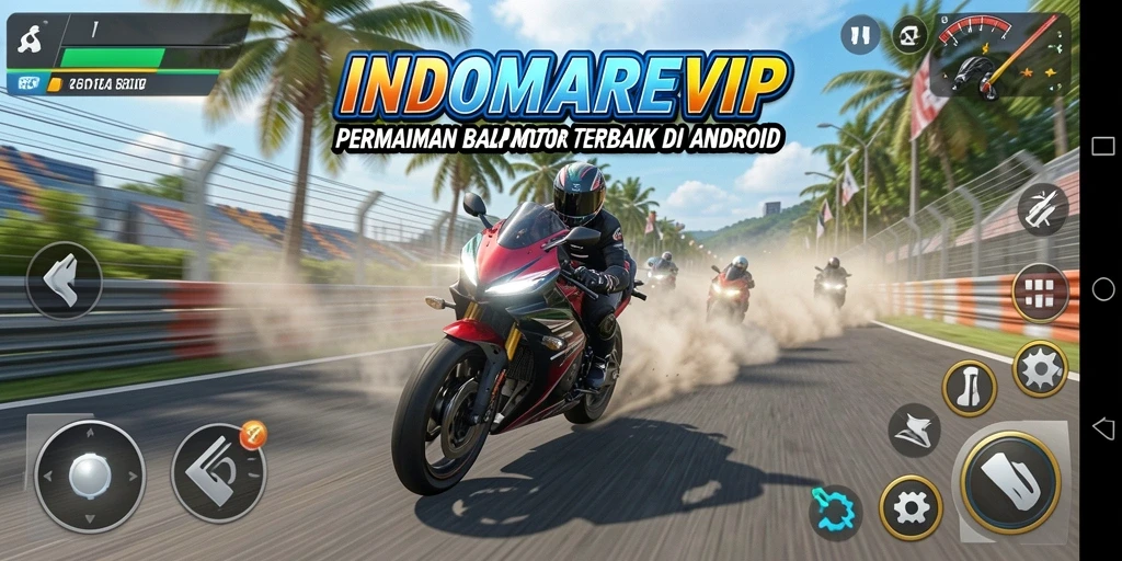 Tampilan gameplay seru dari balapan motor di INDOMAREVIP.