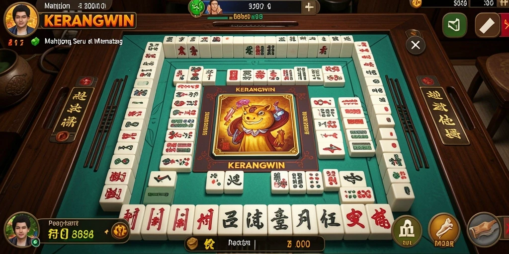 Tampilan gameplay KERANGWIN menampilkan aksi menghubungkan ubin Mahjong.