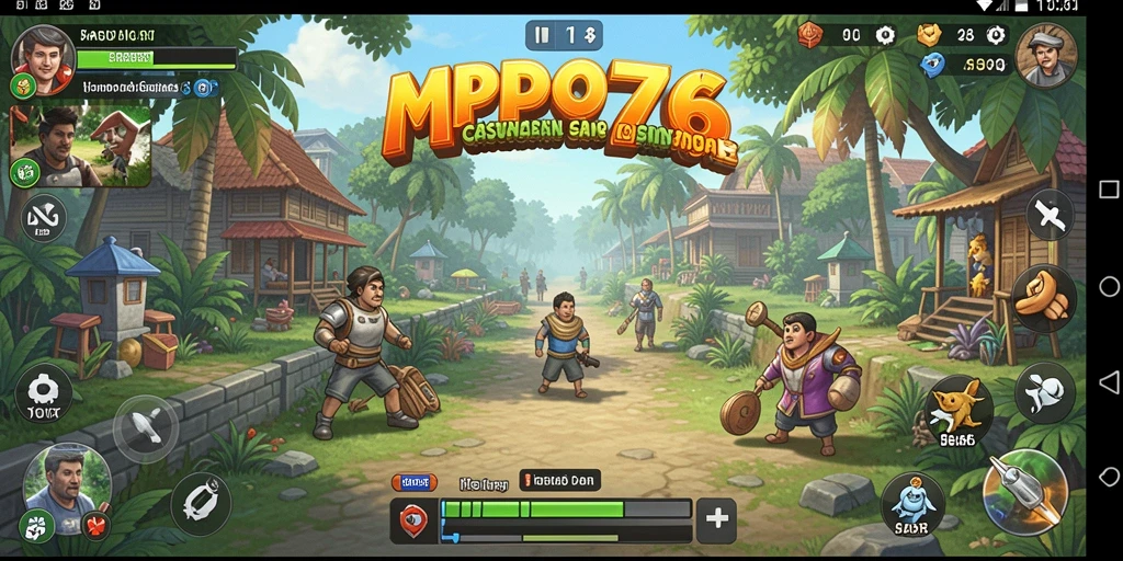 Screenshot dari gameplay MPO76 yang penuh warna dan seru.